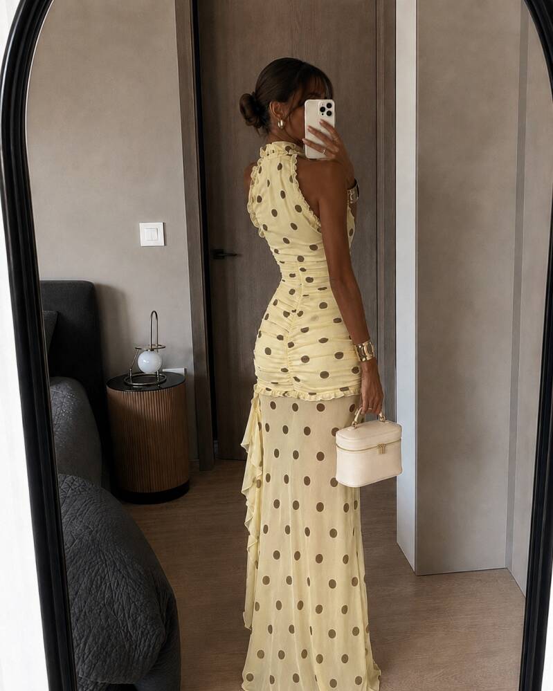 BELLA POLKA DOT DRESS – BUTTER YELLOW 🍋