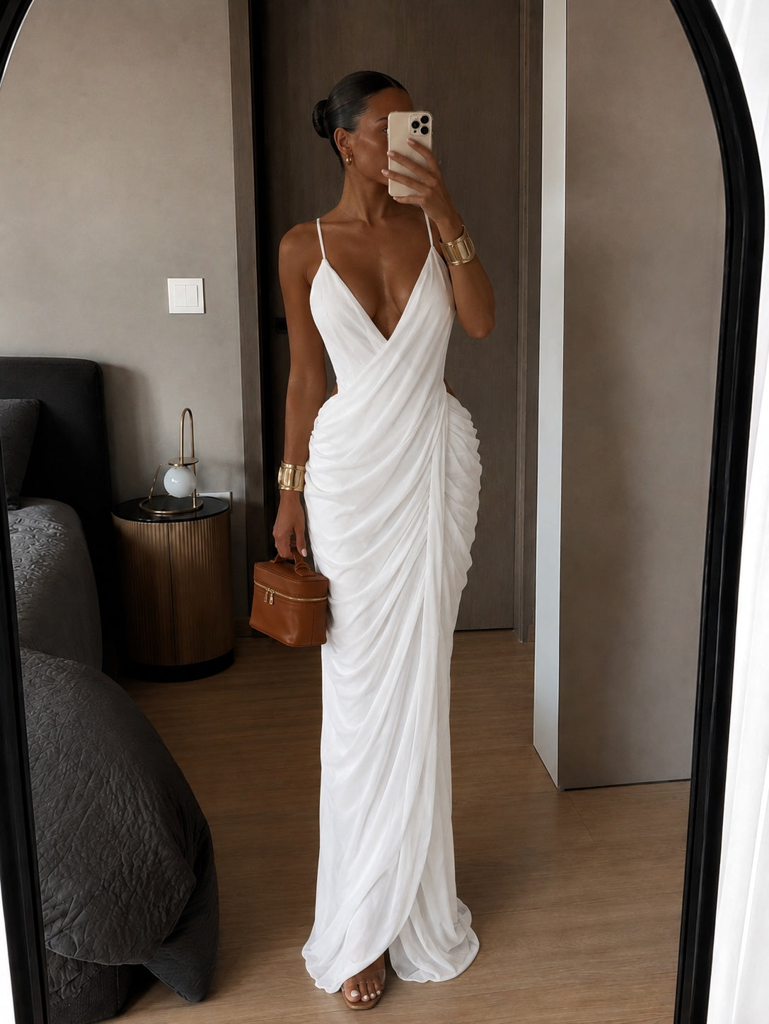 Amara Draped Maxi Dress – White