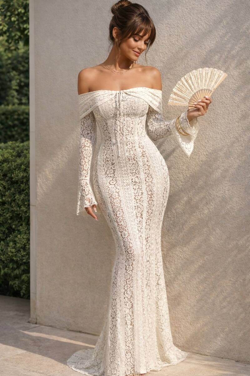 Ibiza Lace Off-Shoulder Maxi Dress