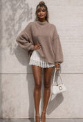 Oversized Knit Sweater – Taupe