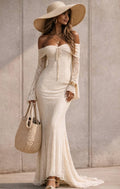 Premium Lace Off-Shoulder Maxi Jurk