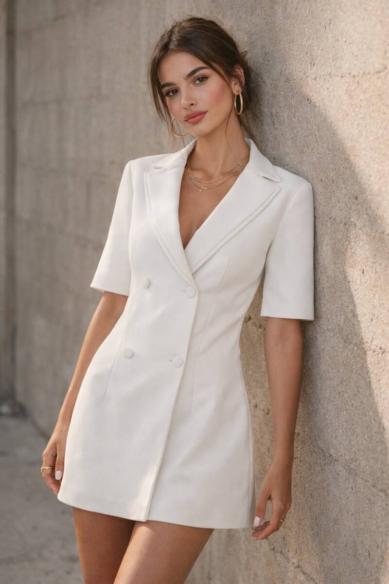 Blazer Jurk met Korte Mouwen – Off White