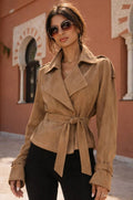 Korte Trench Jas met Tailleceintuur – Camel