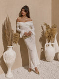 Elegante Off-Shoulder Lace Maxi Jurk