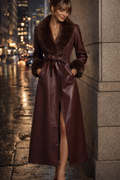 Luxe Leather Look Mantel met Faux Fur – Tijdloze Klasse