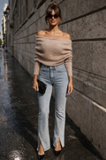Gebreide wikkel Off-Shoulder Sweater – Zacht, Vrouwelijk & Tijdloos