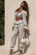 2-Delige Bloemen Set – Corset Top & High-Waist Broek