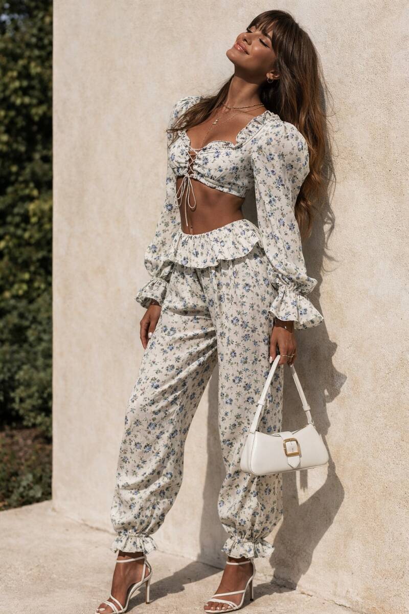 2-Delige Bloemen Set – Corset Top & High-Waist Broek