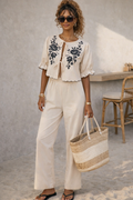 Boho ibiza 2-delige set met borduur details