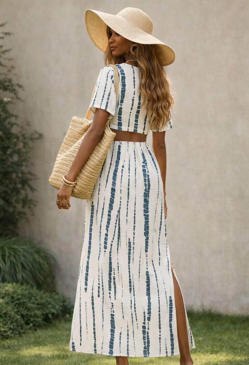 Boho Maxi Jurk met Cut-Out & Tie Detail