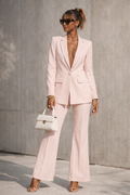 Chic Blazer & Pantalon Set – Elegant Two Piece in Soft Pink
