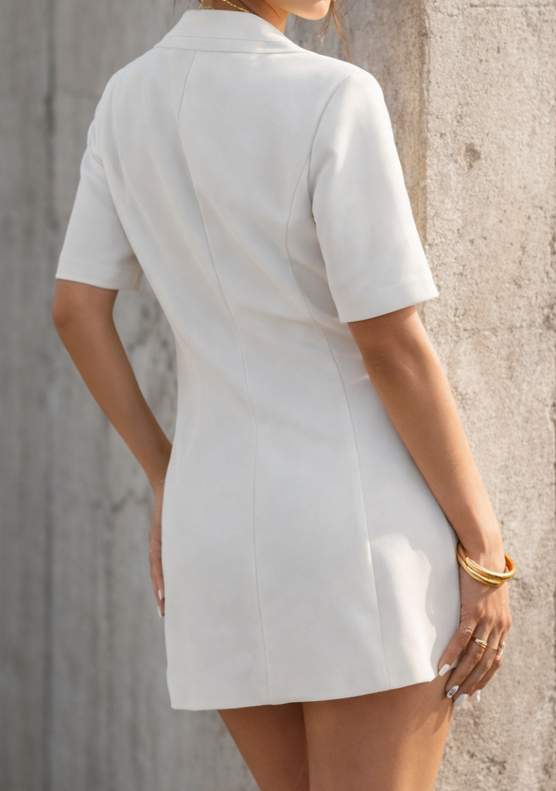 Blazer Jurk met Korte Mouwen – Off White