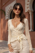 Elegante Lace Wrap Top met Tailleband