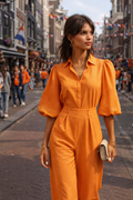 2-Delige Set – Blouse & High Waist Broek – Oranje