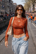 Burnt Orange Lace Top