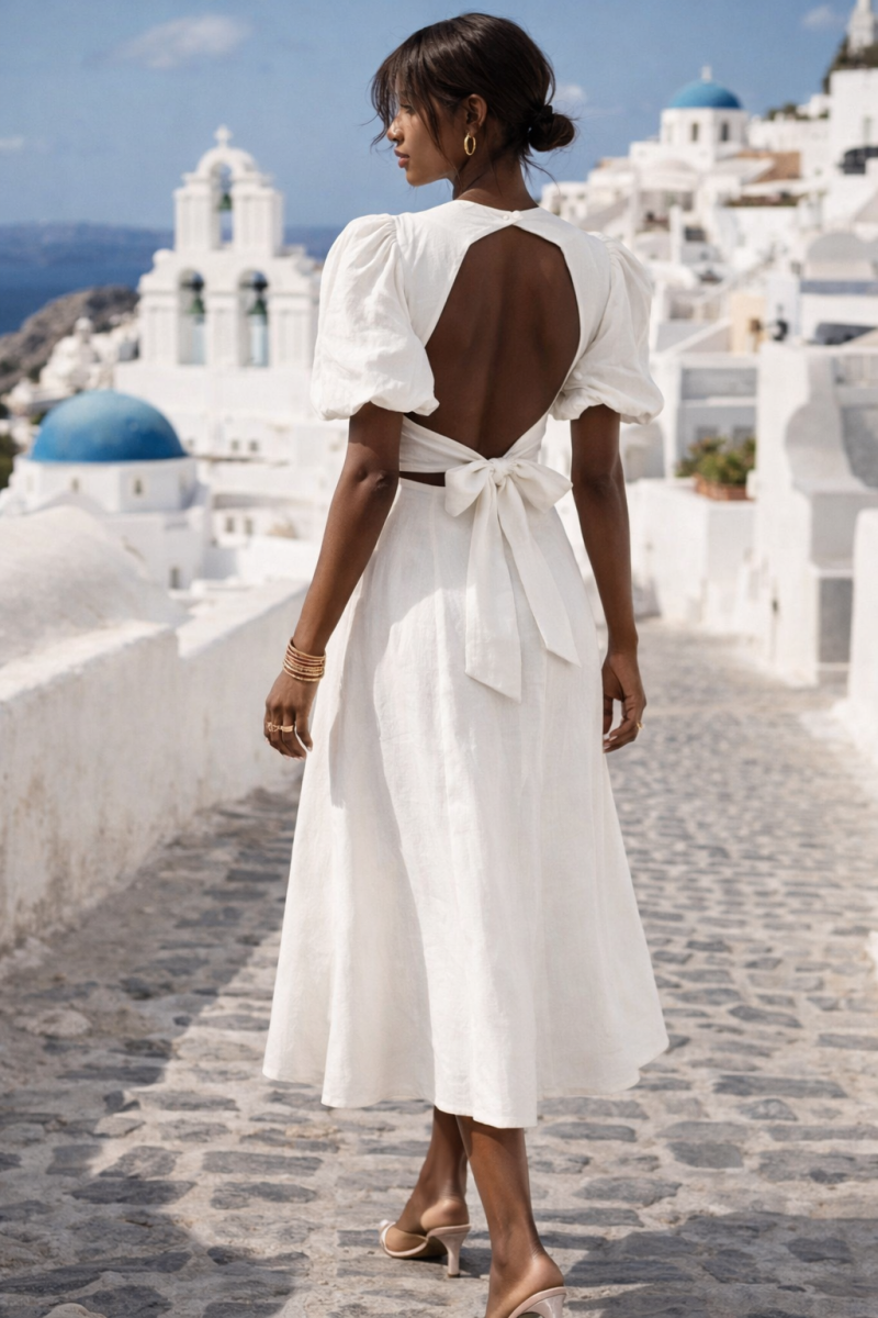 Santorini Open Back Midi Dress