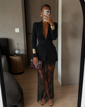 Amélie Lace Maxi Blazer Dress – Black