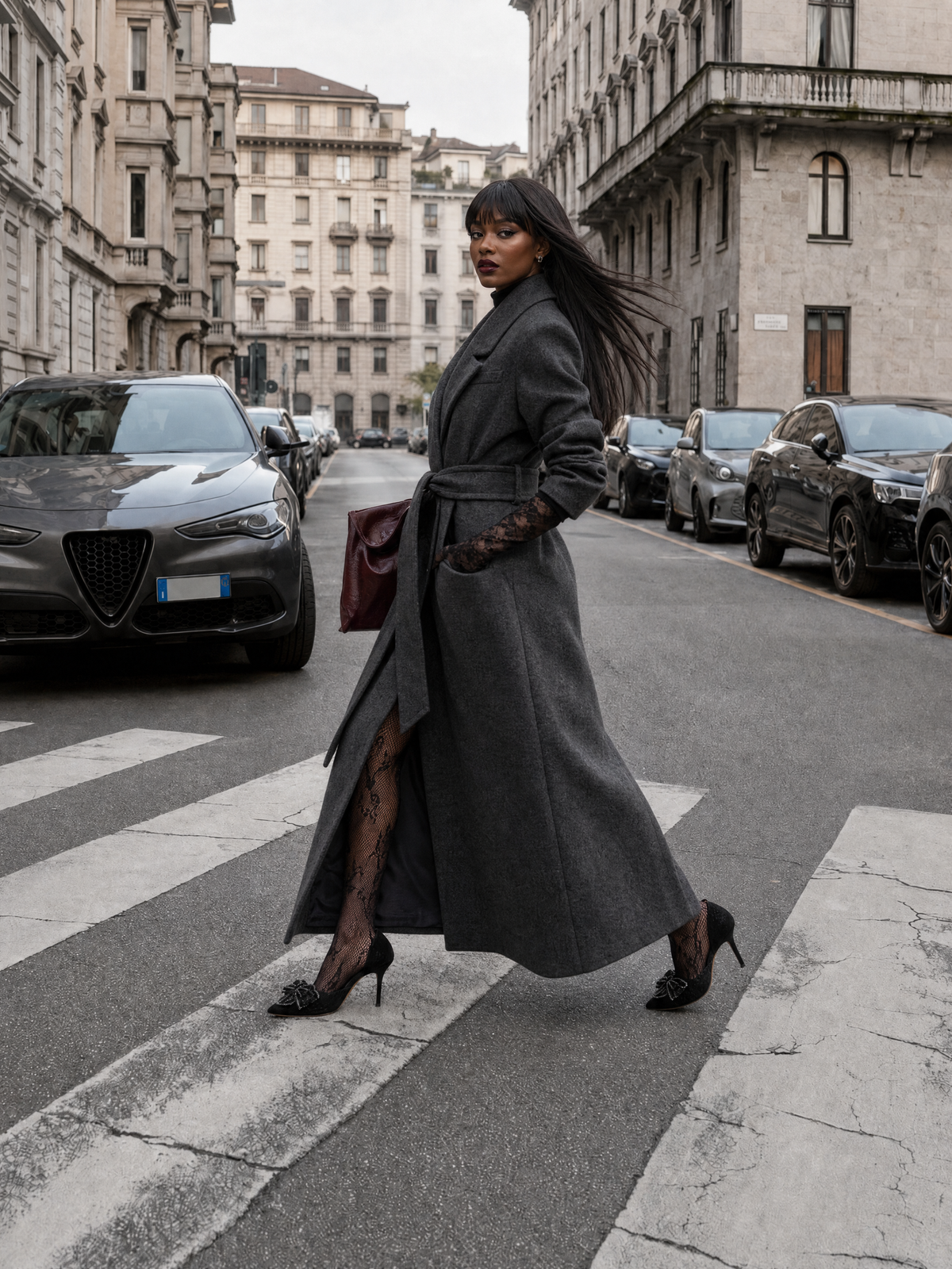 MILANO LONG COAT – CHARCOAL