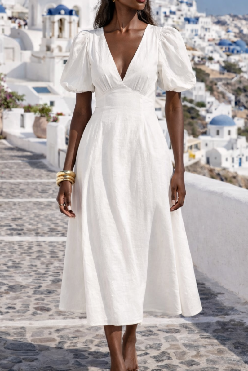 Santorini Open Back Midi Dress