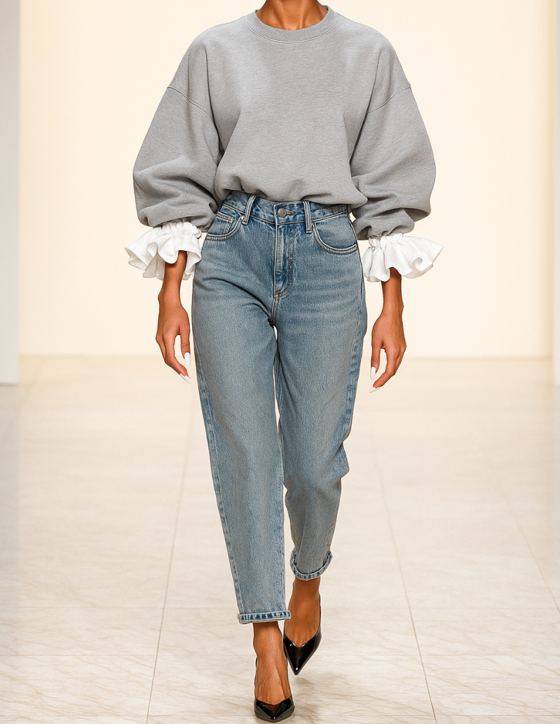 vintage trui met volants ruches