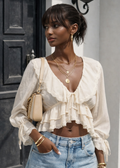 Boho Ibiza Ruffle Lace Top