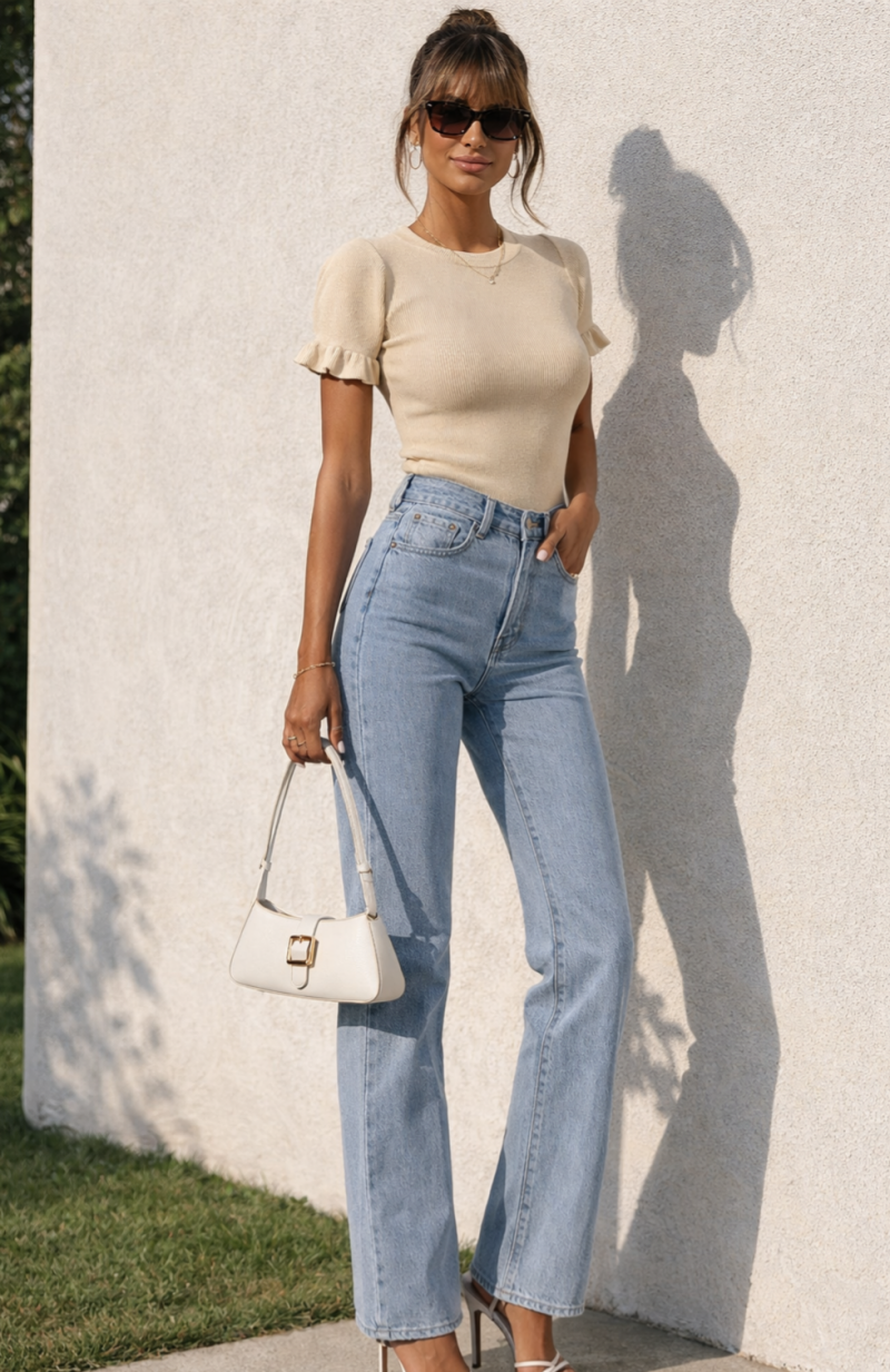 Wide leg jeans – lichtblauw
