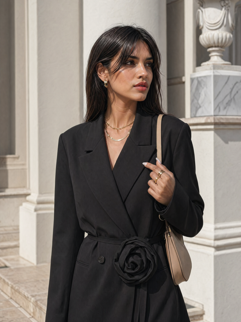 Elegant Blazer Dress met Statement Belt