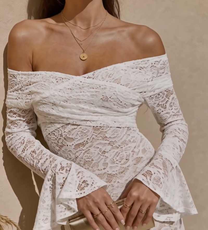 Elegante Off-Shoulder Lace Maxi Jurk