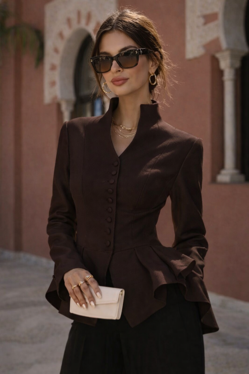 Elegante getailleerde blazer - bruin