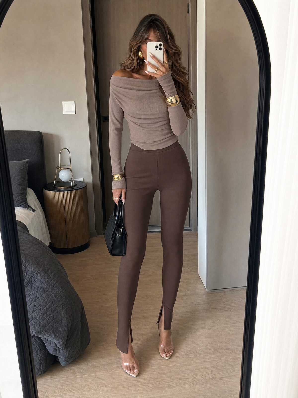Sienna Split Hem Trousers – Mocha